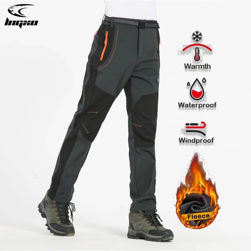 LNGXO Thick Warm Fleece Hiking Pants for Men