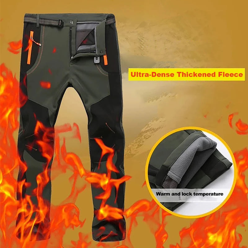 LNGXO Thick Warm Fleece Hiking Pants for Men