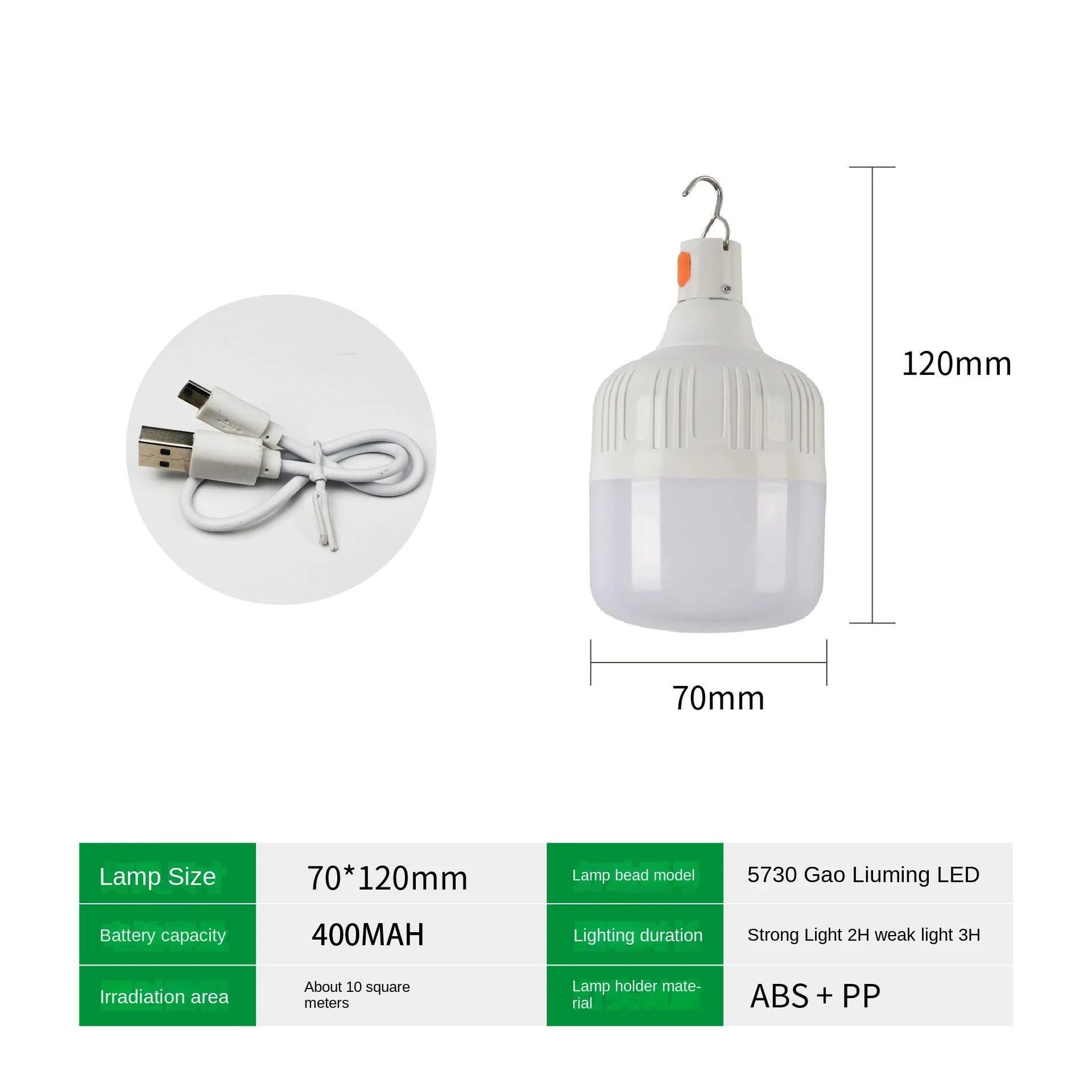 60W Emergency USB Rechargeable LED Light Bulb Lantern