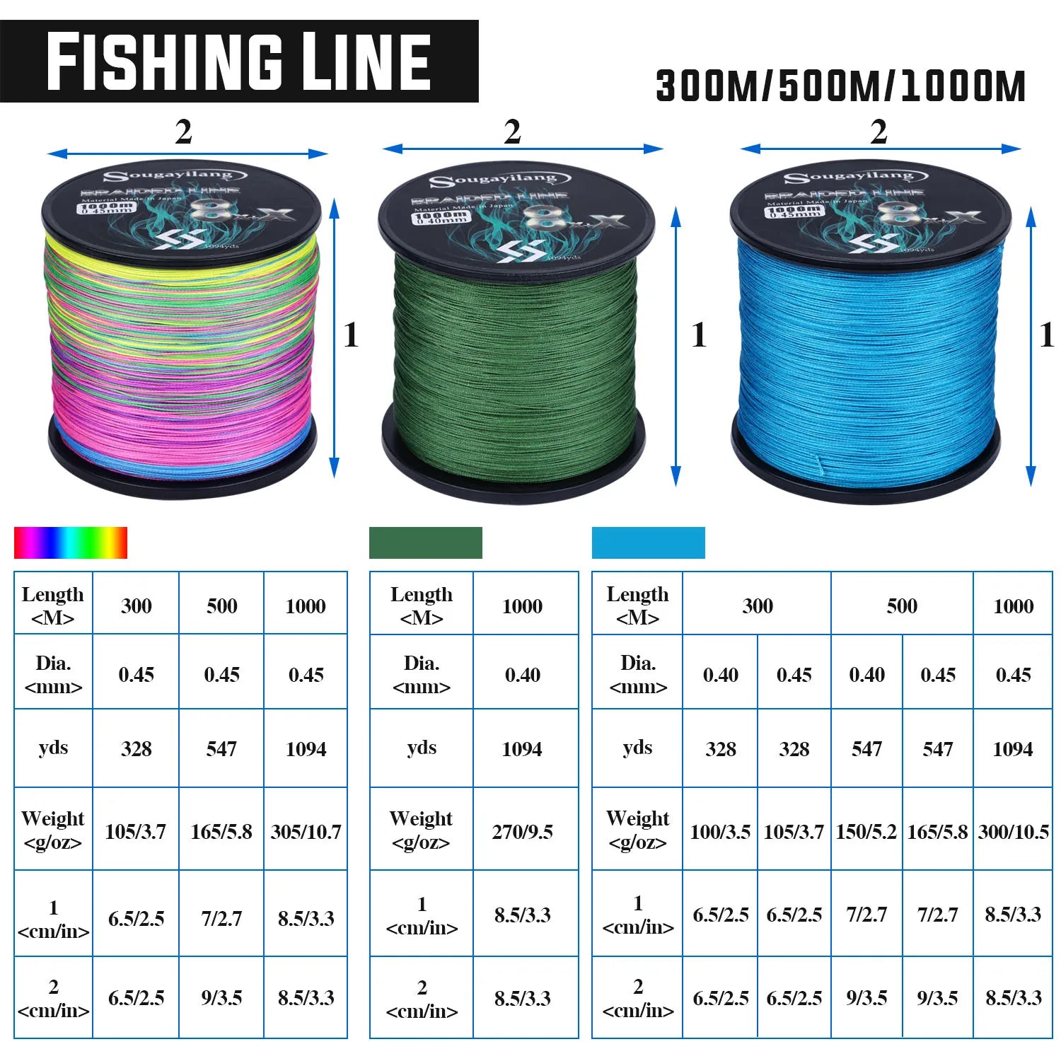 Sougayilang New 9-Strands PE Fishing Line