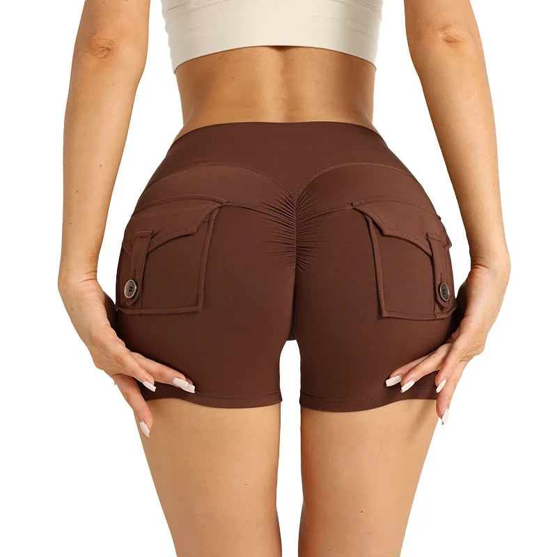 High Waist Peach Butt Sport With Pocket Yoga Shorts