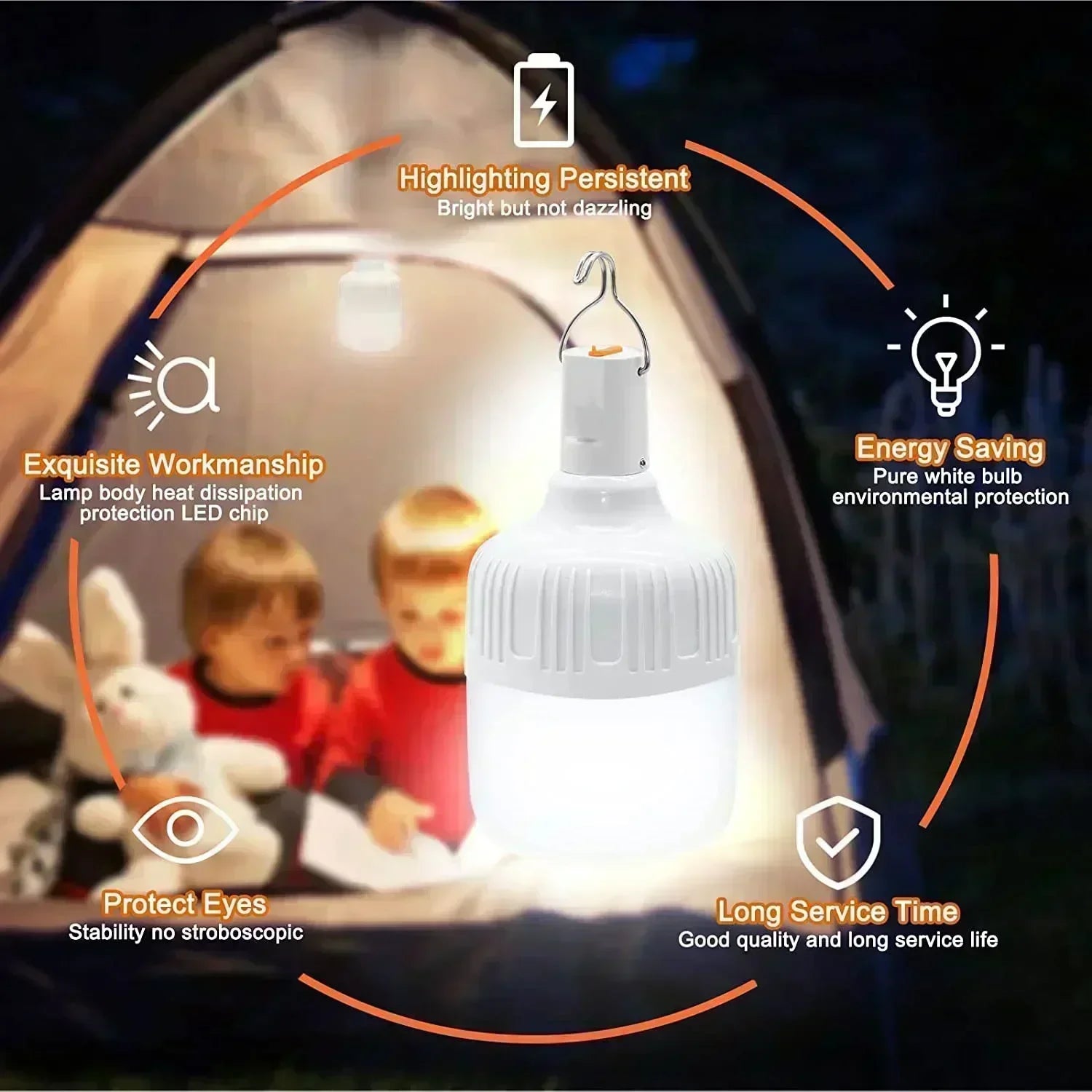 60W Emergency USB Rechargeable LED Light Bulb Lantern