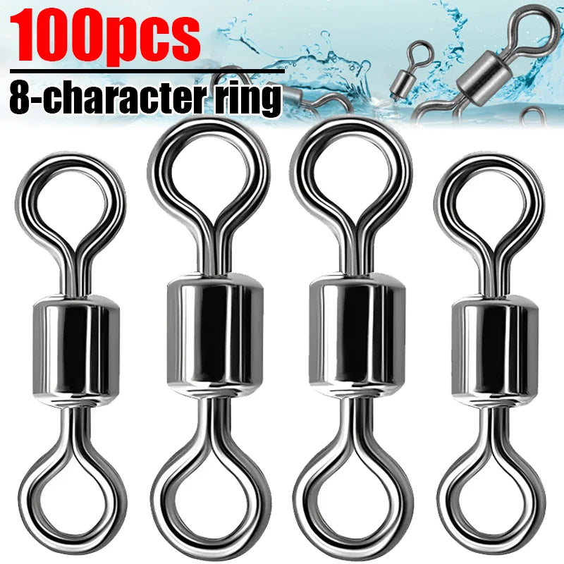 50/100pcs Bearing Swivel Fishing Connector