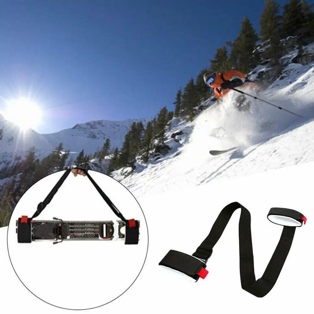 Black Nylon Adjustable Ski Handle Strap Bag