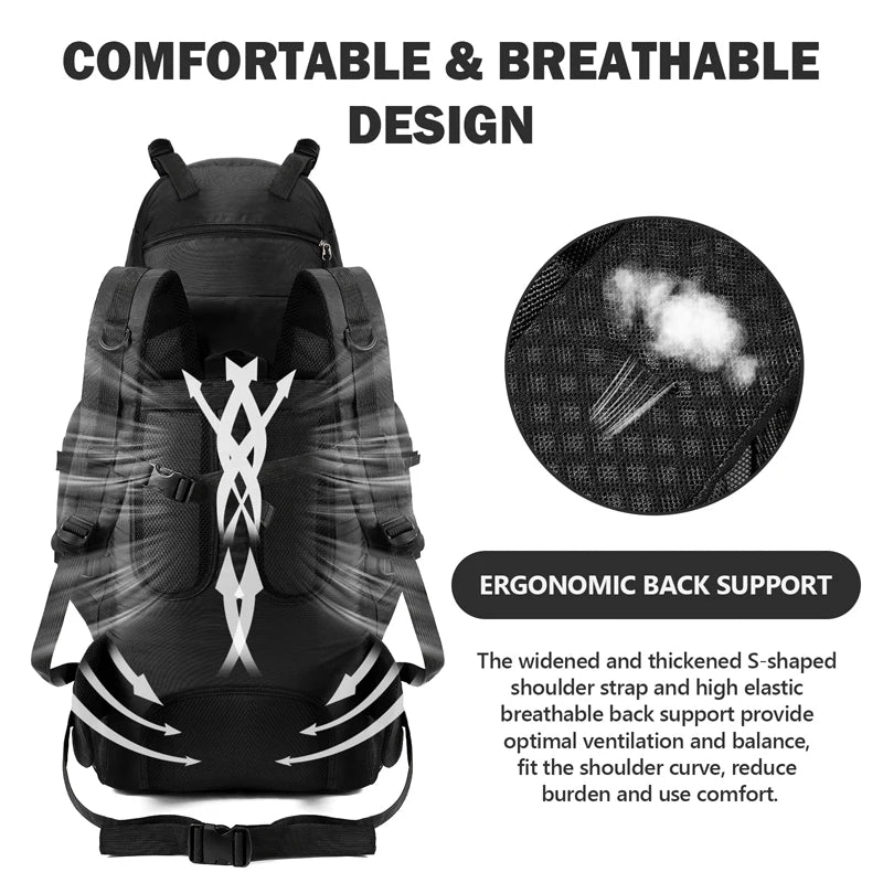 90L Waterproof Hiking Camping Backpack