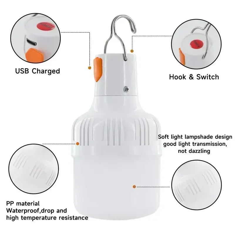 60W Emergency Light – Outdoor Camping USB Rechargeable LED Lantern