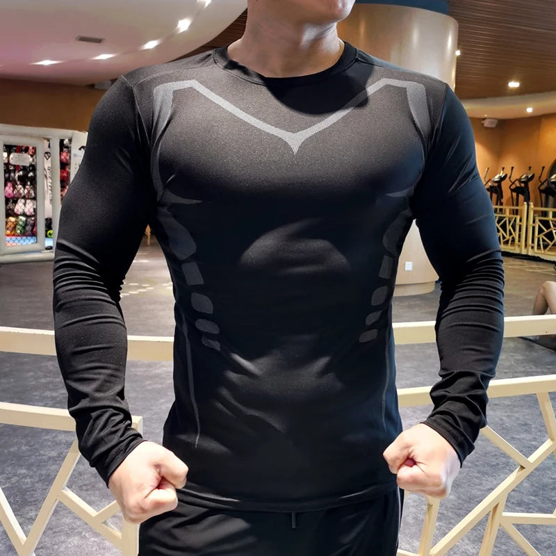 Men's Compression Running T-Shirt - Long Sleeve