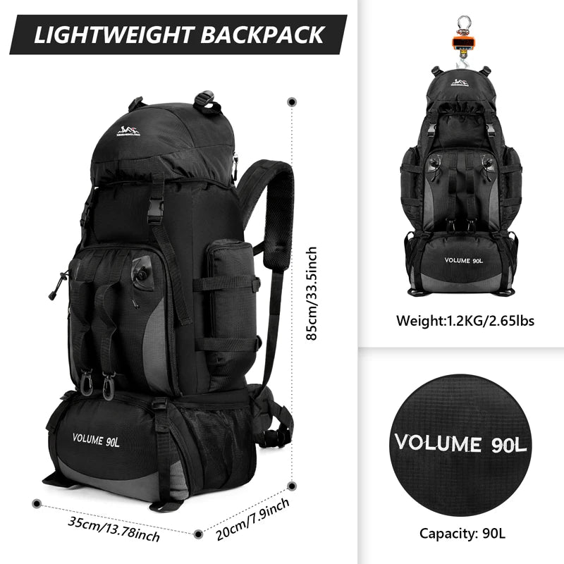 90L Waterproof Hiking Camping Backpack