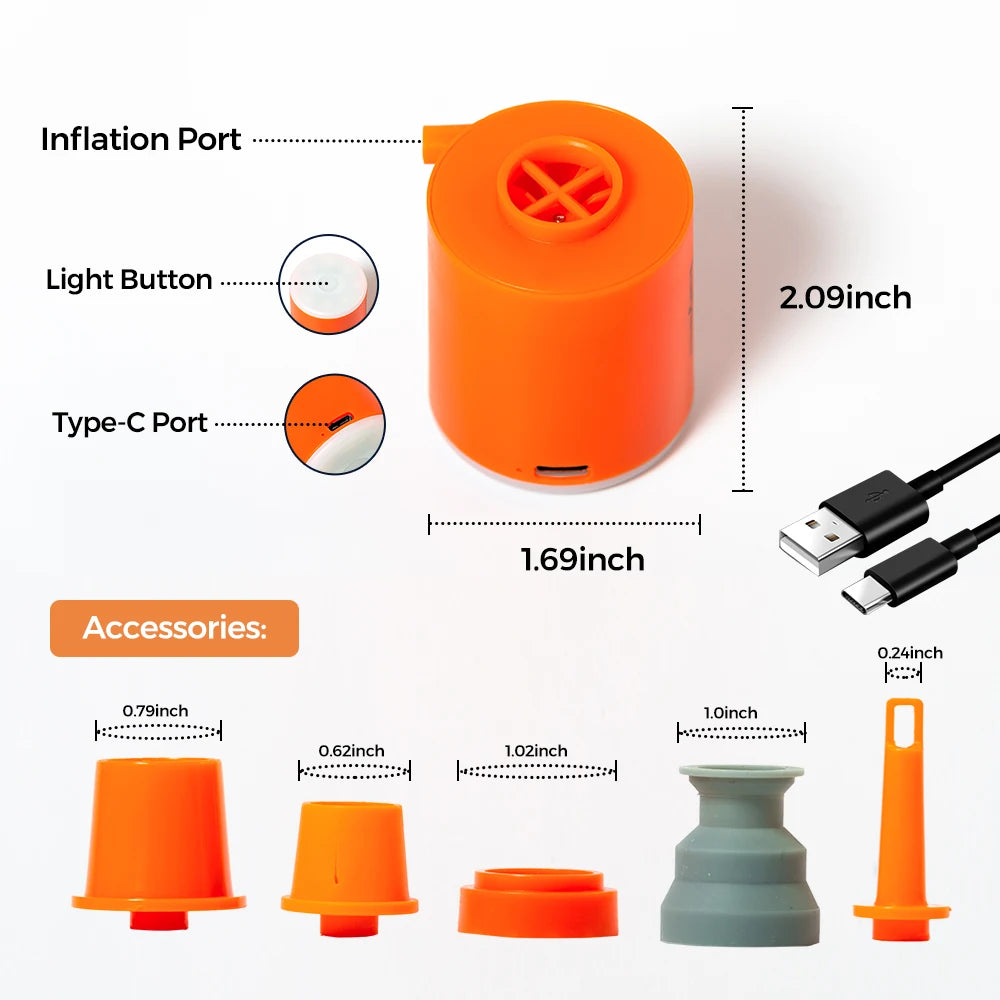 USB Rechargeable Mini Air Pump for Outdoor Camping