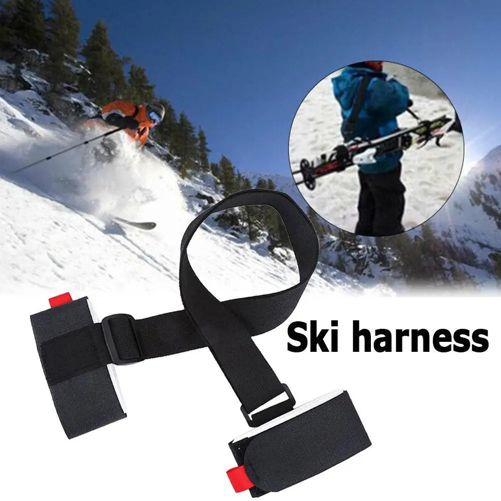 Black Nylon Adjustable Ski Handle Strap Bag