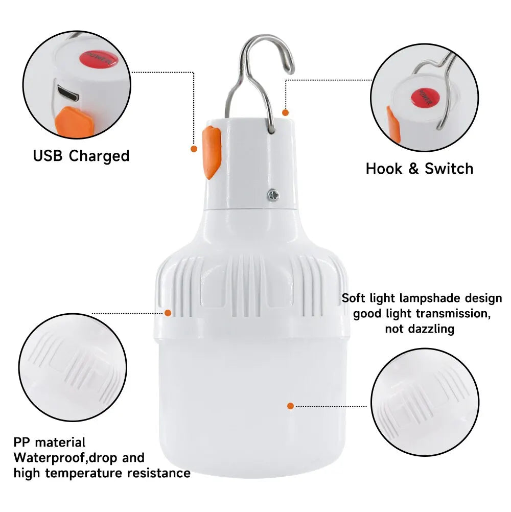 60W Emergency USB Rechargeable LED Light Bulb Lantern