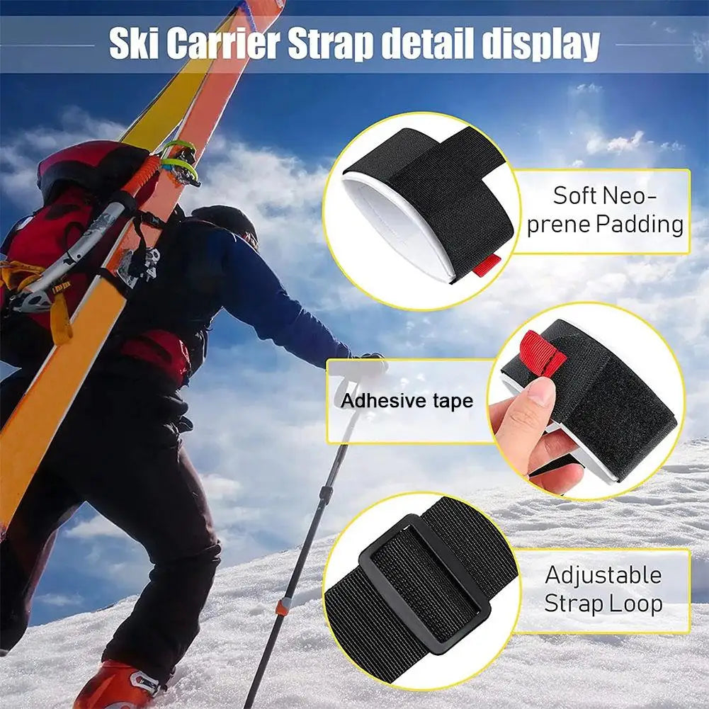 Black Nylon Adjustable Ski Handle Strap Bag