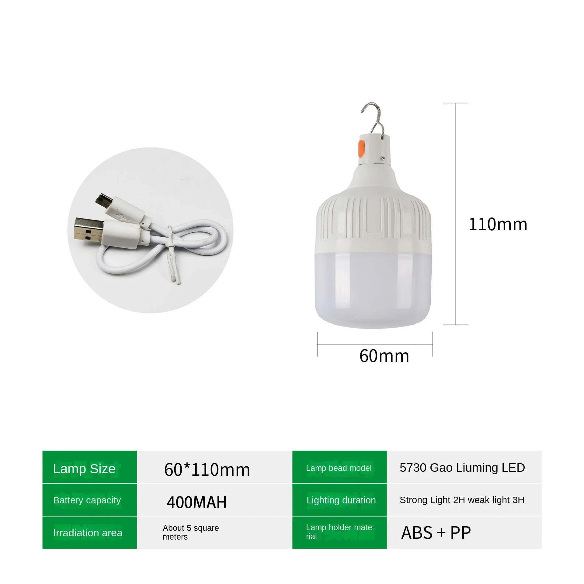 60W Emergency USB Rechargeable LED Light Bulb Lantern